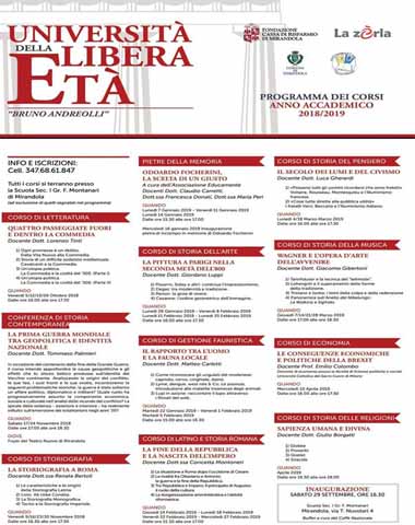 Università della Libera Età – programma dei corsi 2018-2019