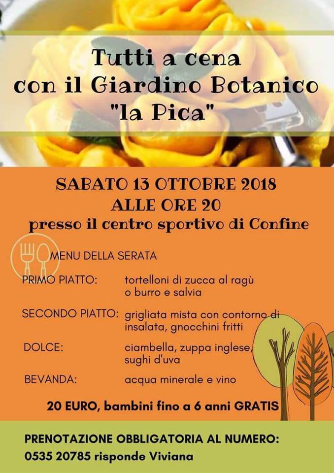 13 Ottobre – Tutti a cena con il Giardino Botanico “La Pica”