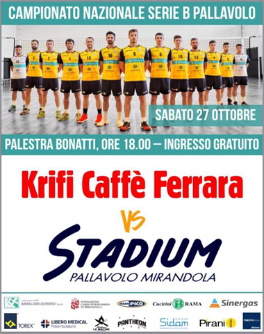 27 Ottobre – Krifi Caffè Ferrara VS Stadium Pallavolo Mirandola