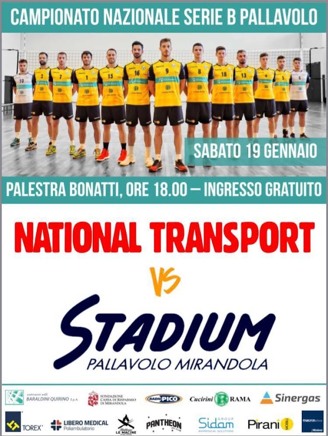 19 Gennaio – National Transport Vs Stadium Pallavolo Mirandola