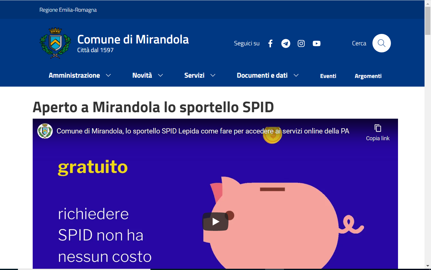 Mirandola – E’ online il nuovo sito web comunale