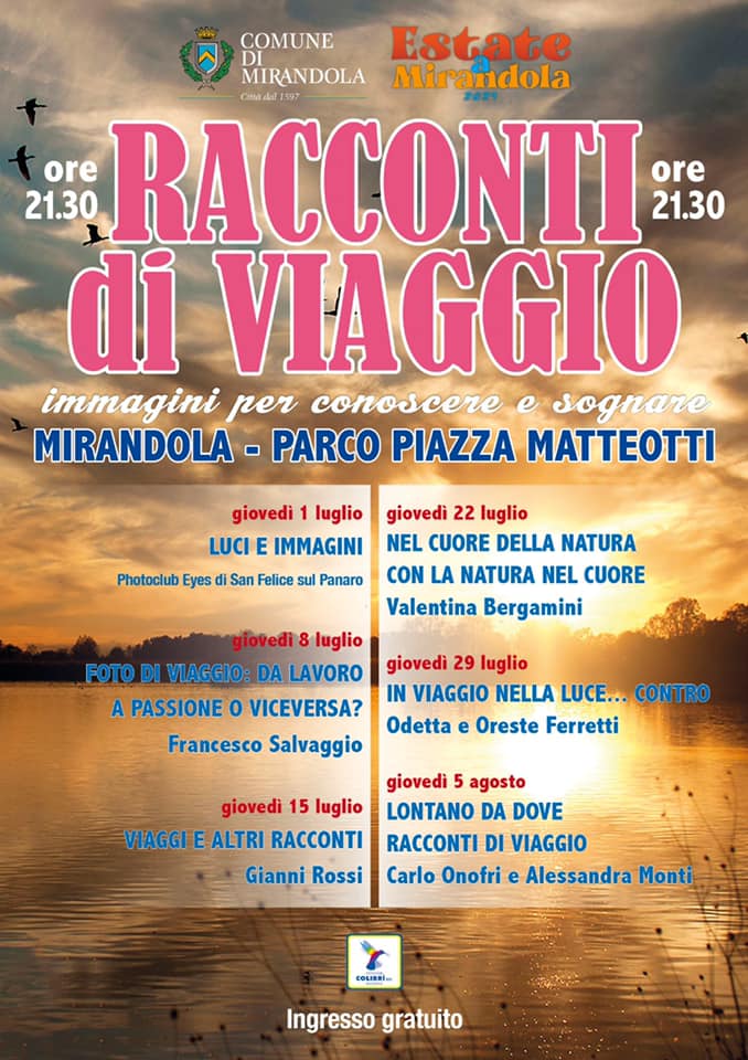 Giovedì 15 Luglio a Mirandola – “Viaggi e Altri Racconti”