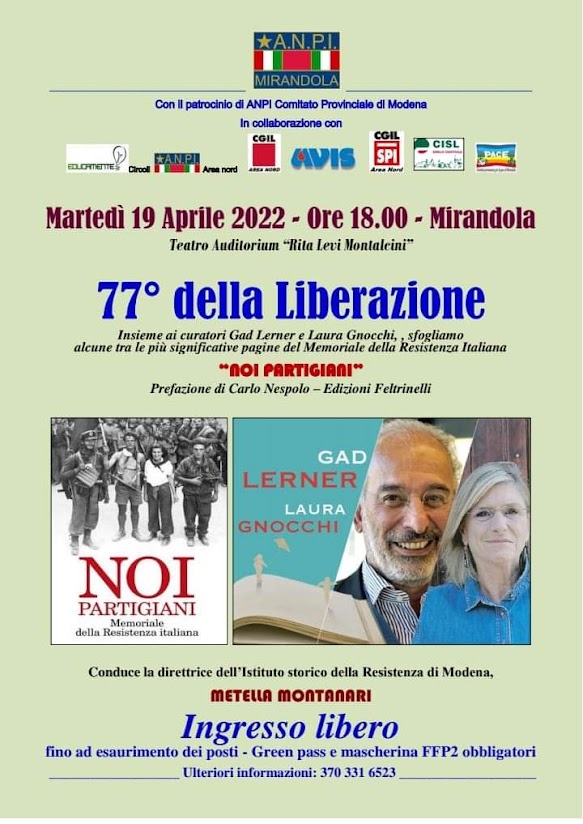 Martedì 19 Aprile a Mirandola – 77°della Liberazione – Con Gad Lerner e Laura Gnocchi