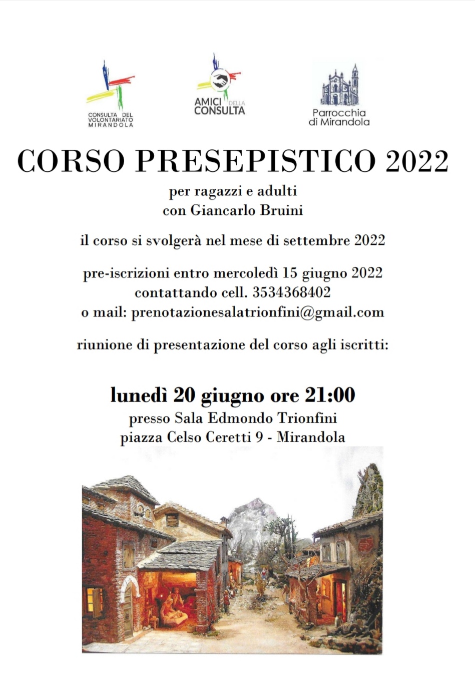 Corso Presepistico 2022 – Preiscrizioni entro mercoledì 15 Giugno