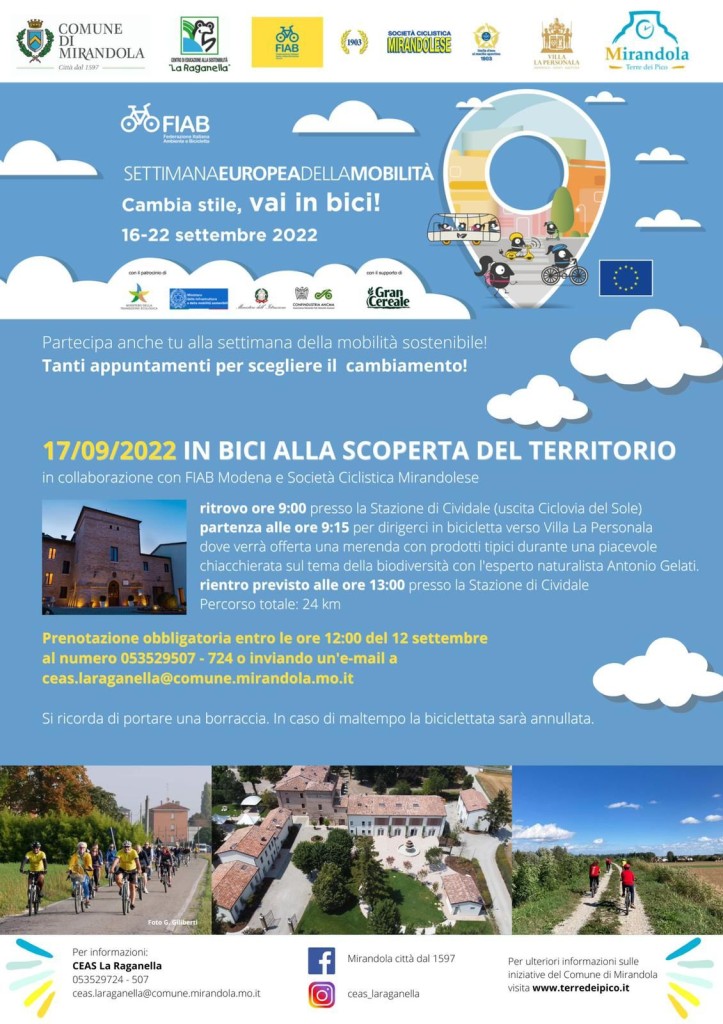 Sabato 17 Settembre - In bici alla scoperta del territorio