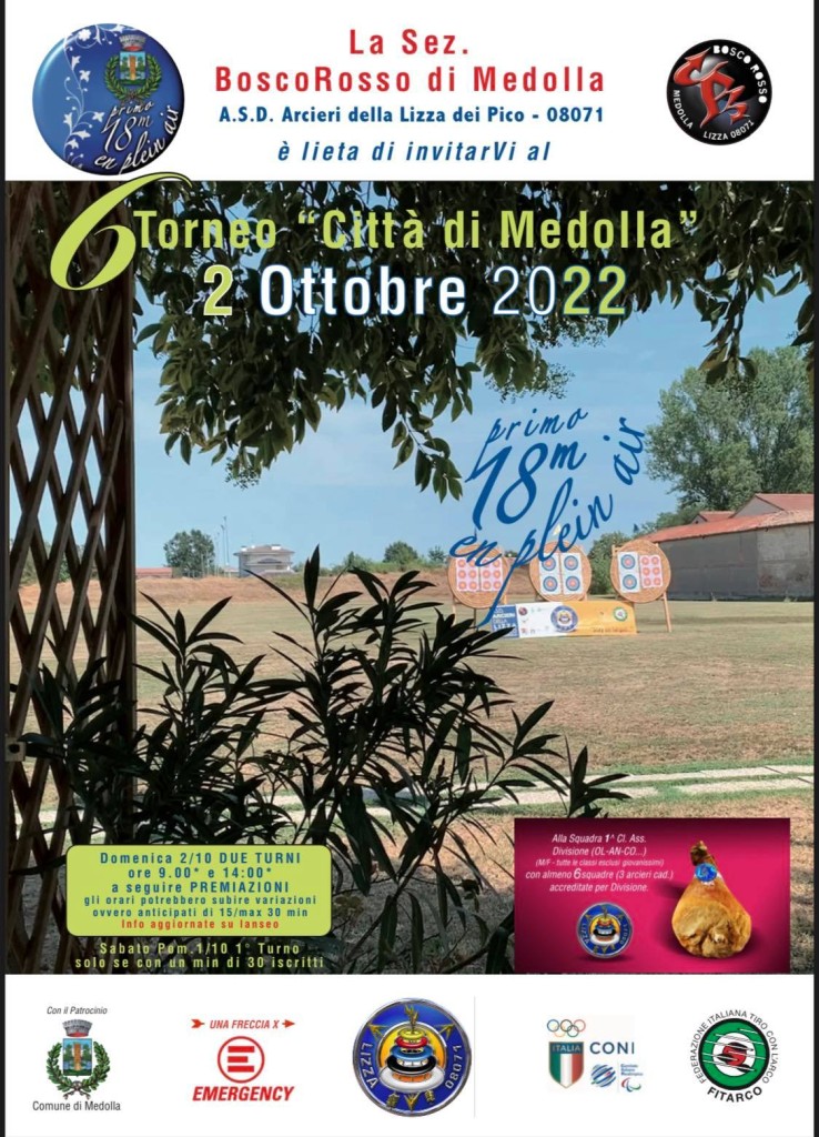 Domenica 2 Ottobre - 6° Torneo Città di Medolla