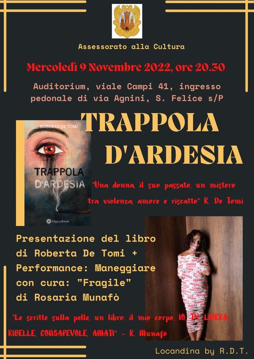 Mercoledì 9 Novembre a San Felice - Presentazione del romanzo 