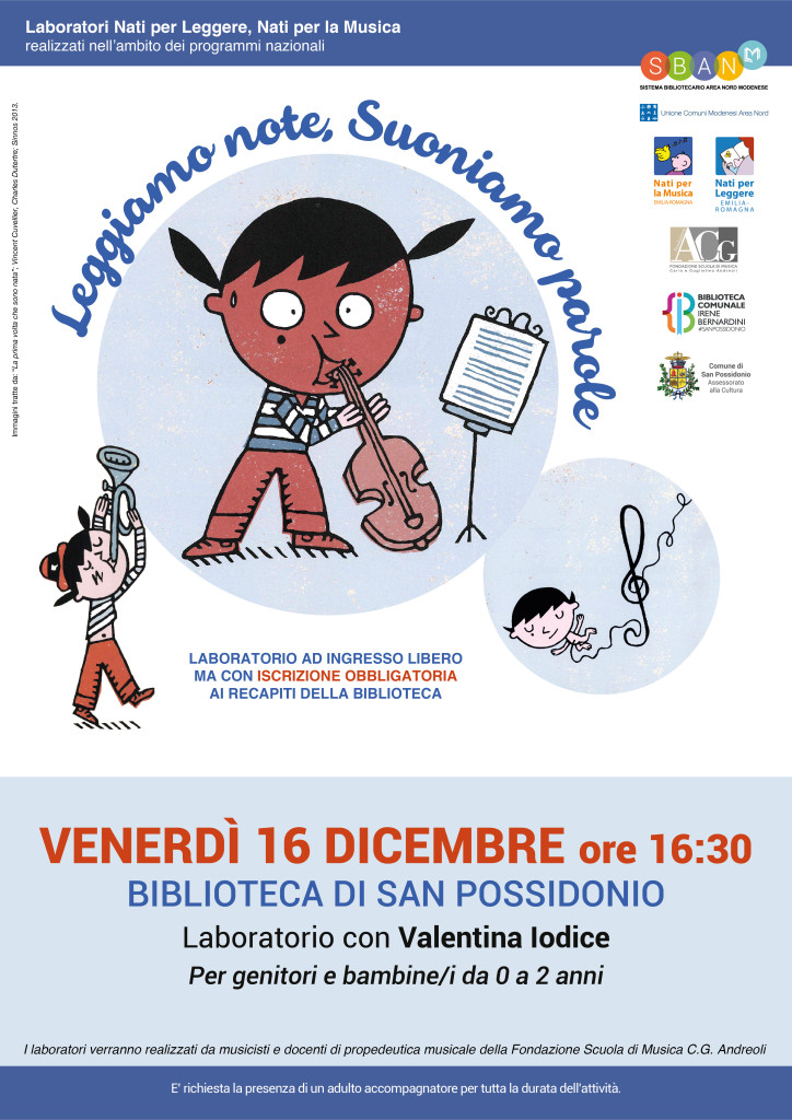 Venerdì 16 Dicembre a San Possidonio - Leggiamo note, Suoniamo parole