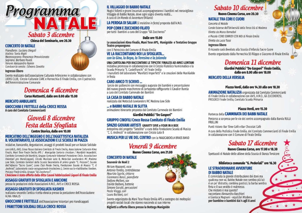 Da Sabato 3 Dicembre - Natale 2022 a Finale Emilia