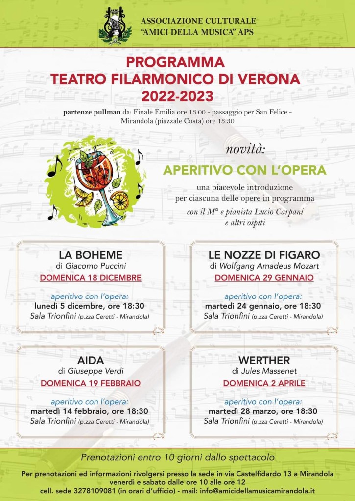 Martedì 24 Gennaio - Aperitivo con l'Opera