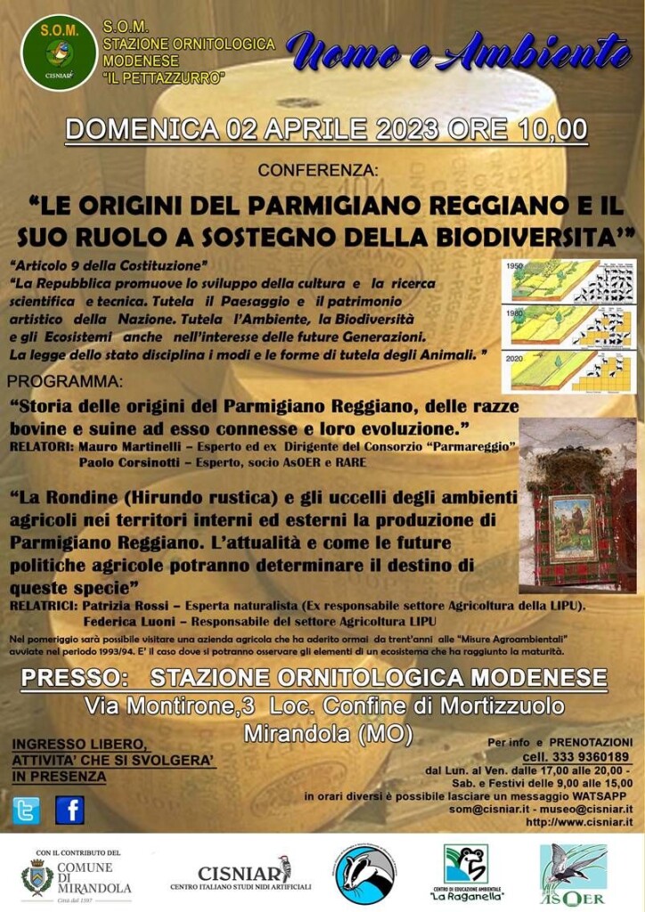 Domenica 2 Aprile S.O.M - Le origini del Parmigiano Reggiano e il suo ruolo a sostegno della biodiversità.