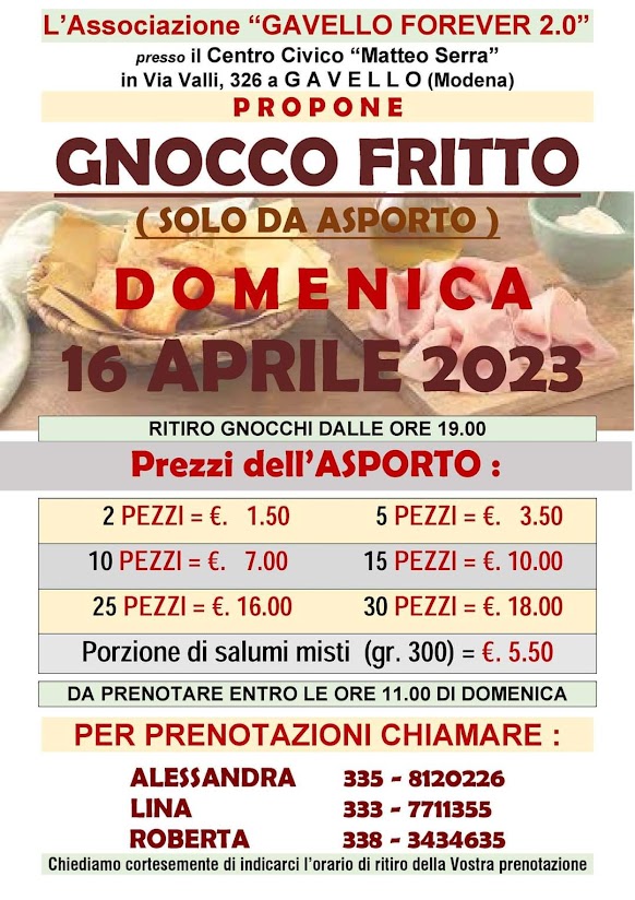 Domenica 16 Aprile a Gavello – Gnocco fritto e pesce gatto