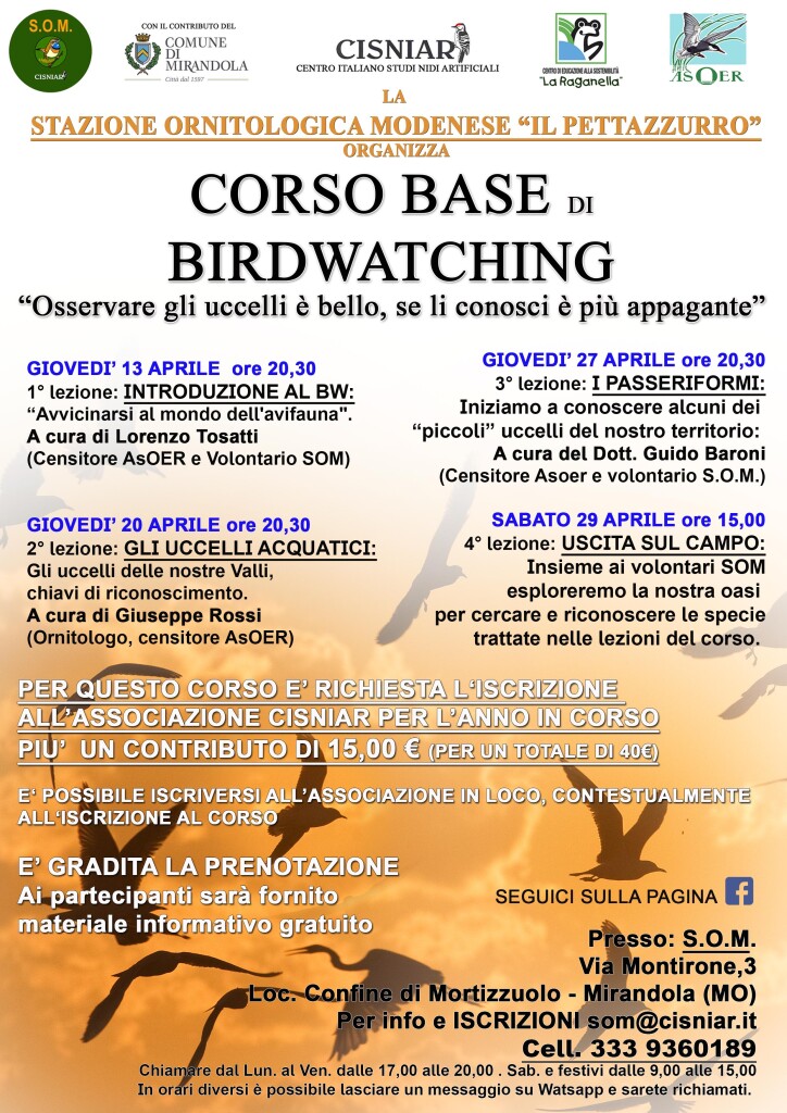 Da Giovedì 13 Aprile - S.O.M. Corso di Birdwatching.