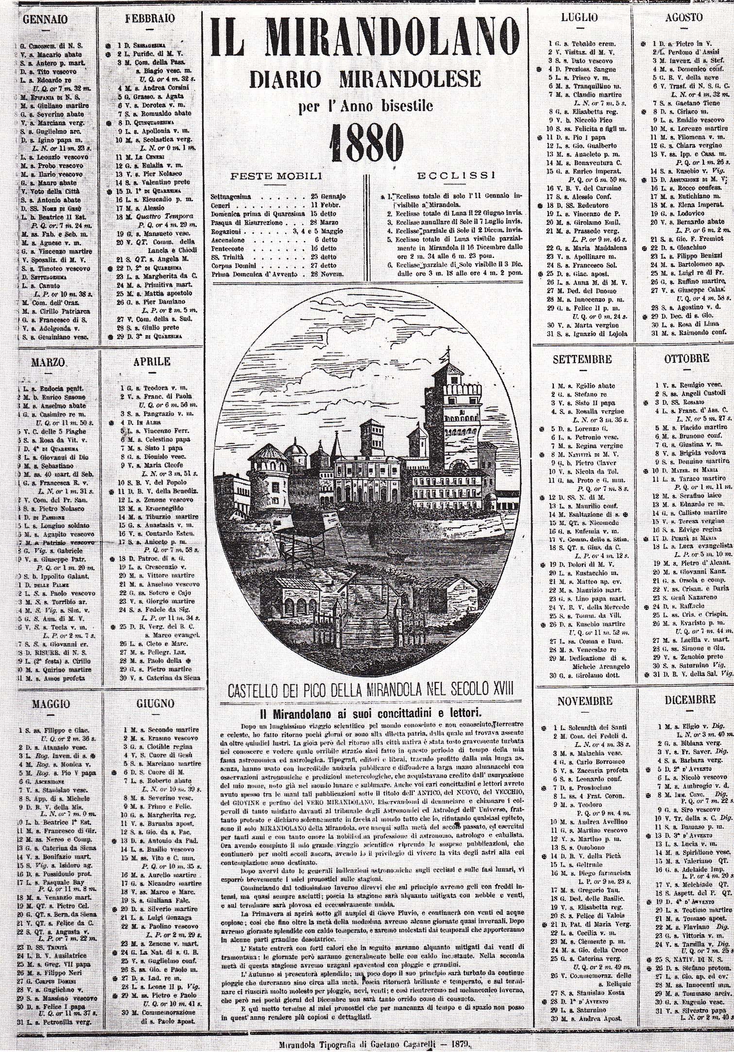 Gli antenati del Barnardon – Il Mirandolano – Diario mirandolese per l'Anno bisestile 1880