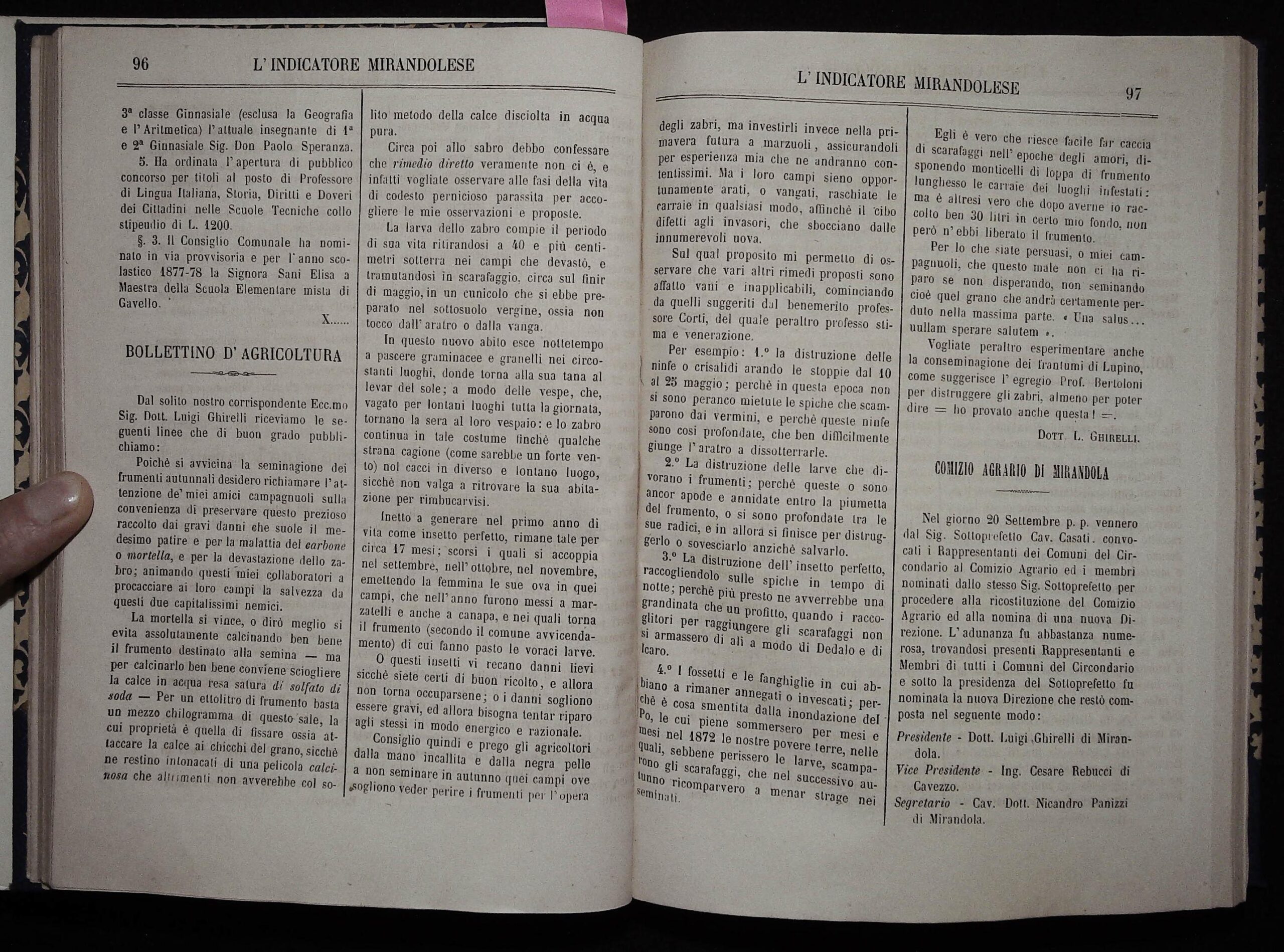 Chicce dall'Indicatore Mirandolese – 1877-1908 – Bollettino d'agricoltura