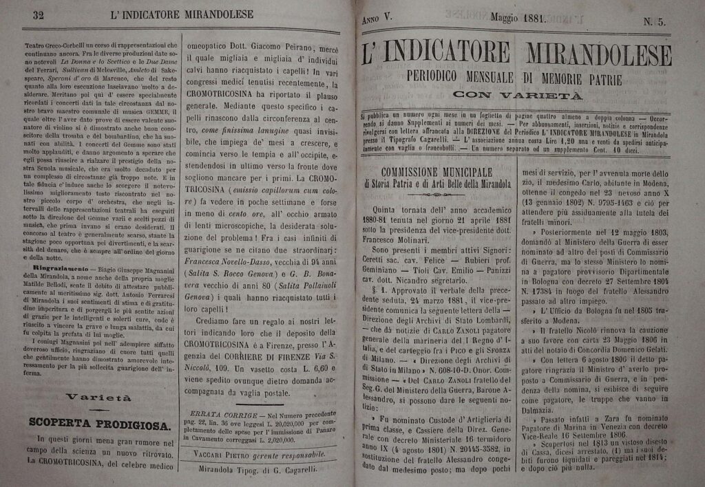 In questi giorni mena gran rumore nel campo della scienza un nuovo ritrovato. La CROMOTRICOSINA,........