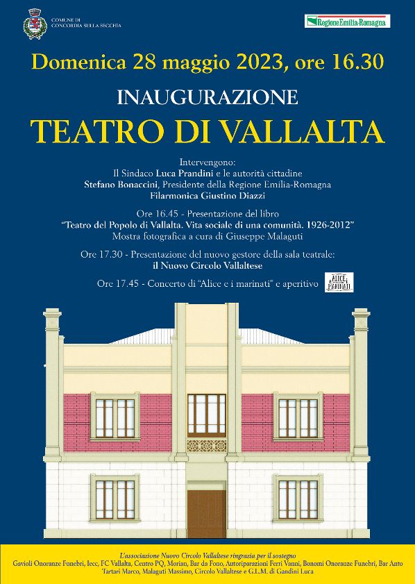 Domenica 28 Maggio a Concordia - Inaugurazione del Teatro di Vallalta