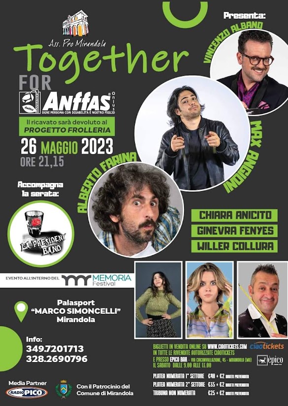 Venerdì 26 Maggio – All Together for…..