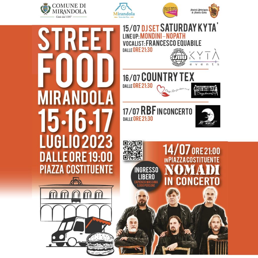 Dal 15 Luglio a Mirandola - Street Food e concerto dei Nomadi - Dedicato ad Elvino