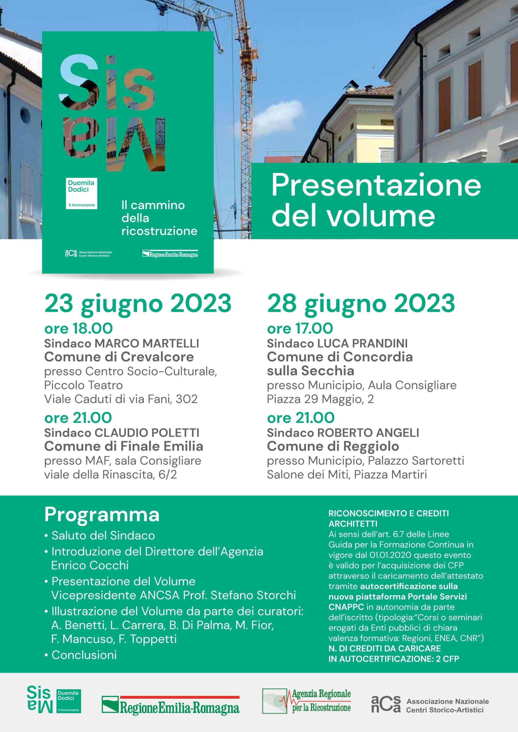 Venerdì 23 Giugno a Finale – Presentazione del volume "Il cammino della ricostruzione"