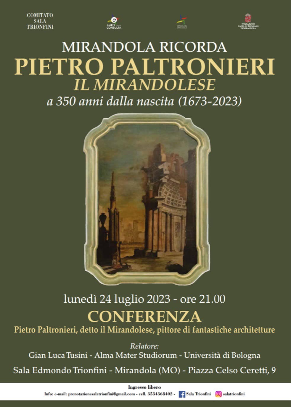 Lunedì 24 Luglio a Mirandola – Pietro Paltronieri "Il Mirandolese"