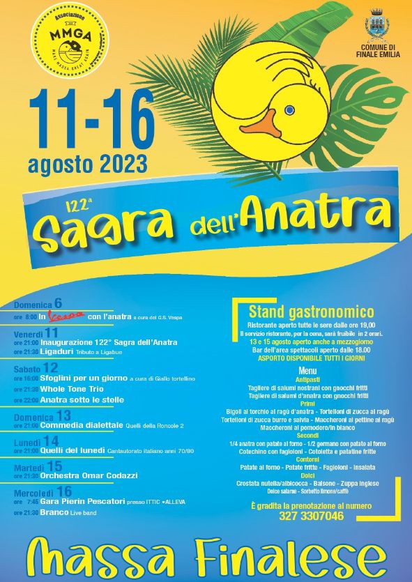 Dal 11 Agosto a Massa Finalese - Sagra dell'Anatra