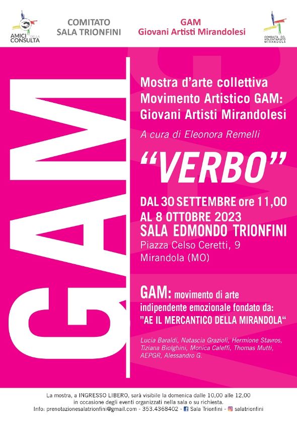 Dal 30 Settembre a Mirandola in "Sala Trionfini" – Mostra d'Arte – "Verbo"