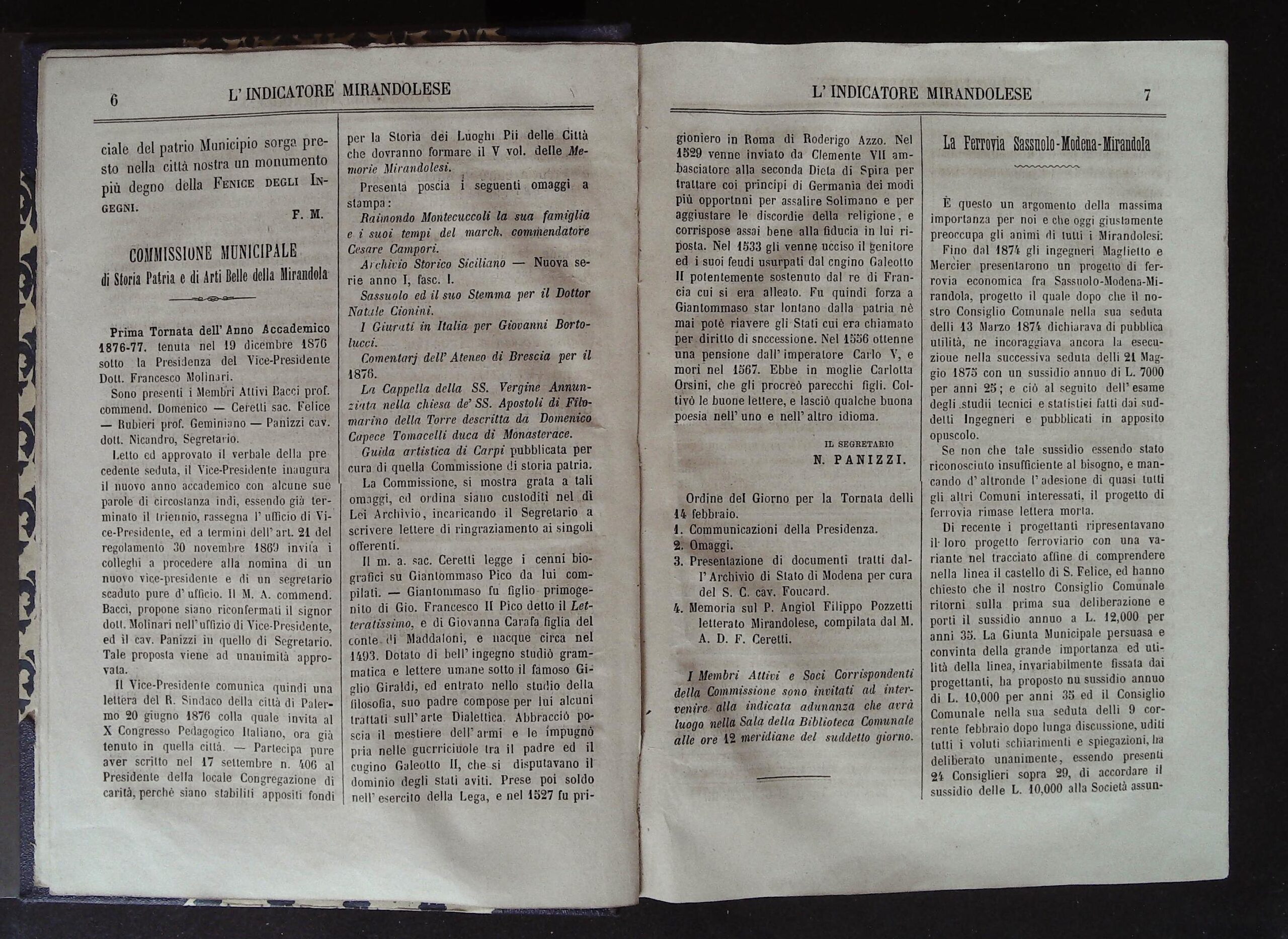 Chicche dall'Indicatore Mirandolese 1877-1908 – Si incomincia a parlare della Ferrovia Sassuolo-Modena-Mirandola – I°capitolo