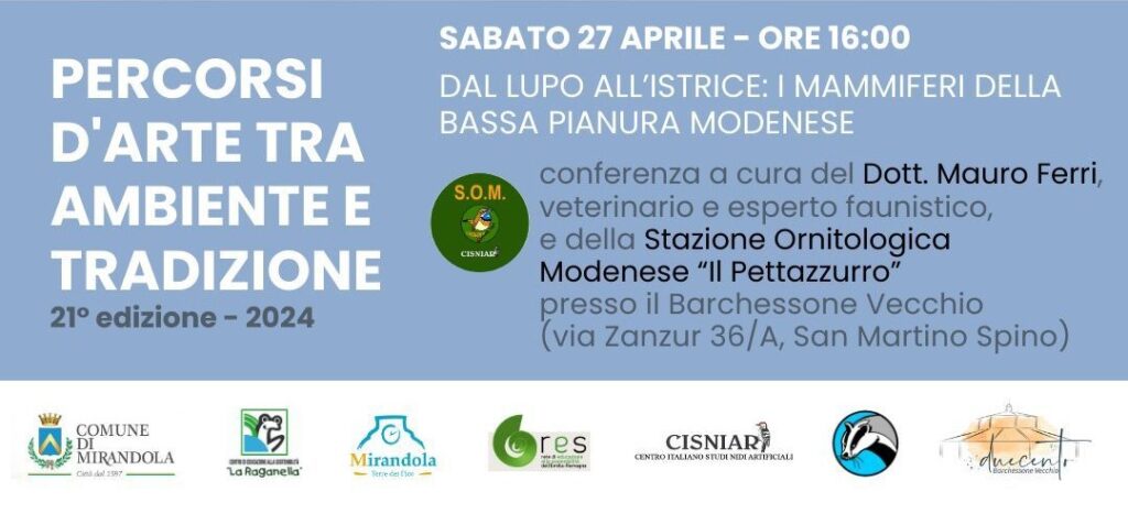 27 Aprile a San Martino Spino - Dal Lupo all'Istrice : I mammiferi della Bassa Pianura Modenese