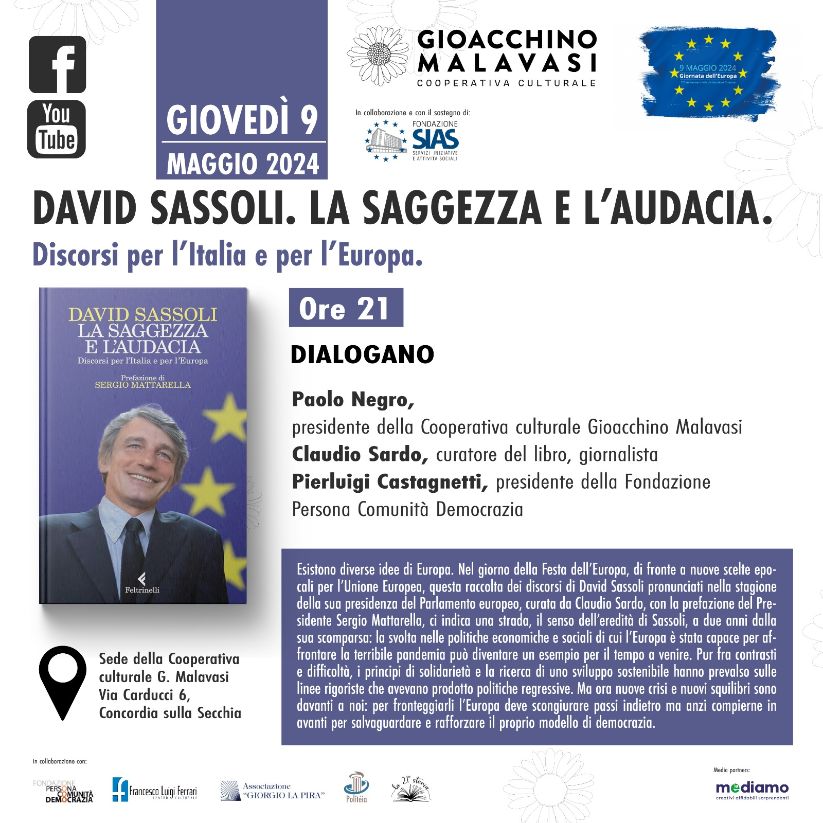 9 Maggio a Concordia - David Sassoli la Saggezza e l'Audacia