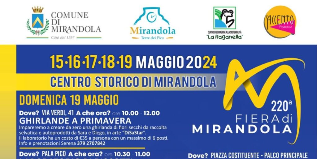 Oggi 19 Maggio in Fiera a Mirandola