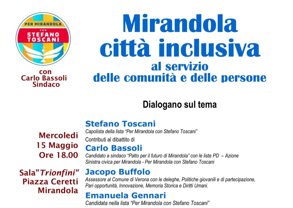 Elezioni Amministrative Mirandola -15 Maggio - Mirandola città inclusiva ........