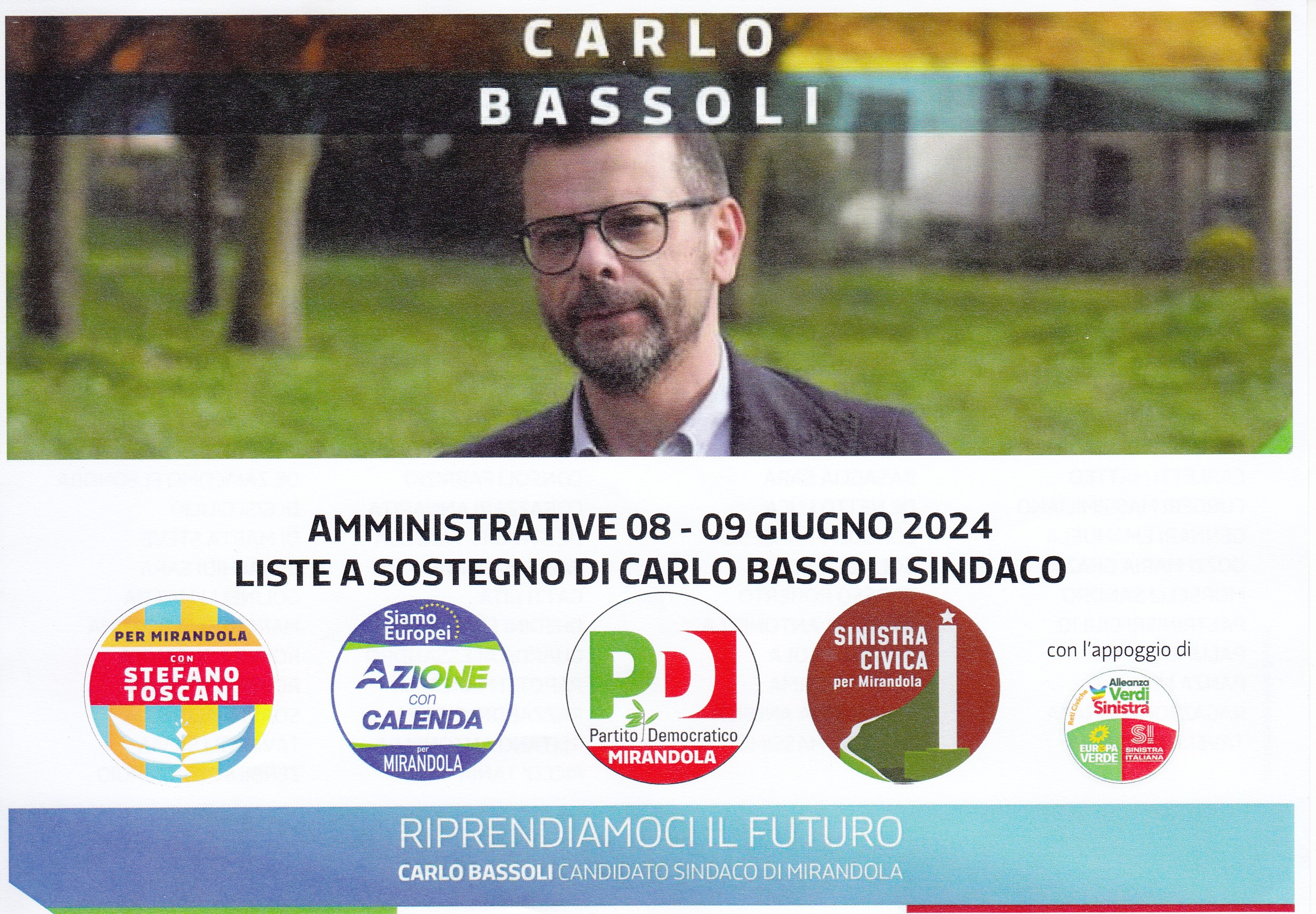 Mirandola – Amministrative 2024 – Liste e candidati a sostegno di Carlo Bassoli