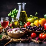 Healthy food for balanced flexitarian mediterranean diet concept, Generative AI