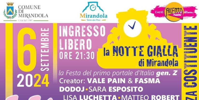 Dal 6 settembre - La Notte Gialla di Mirandola - Il programma