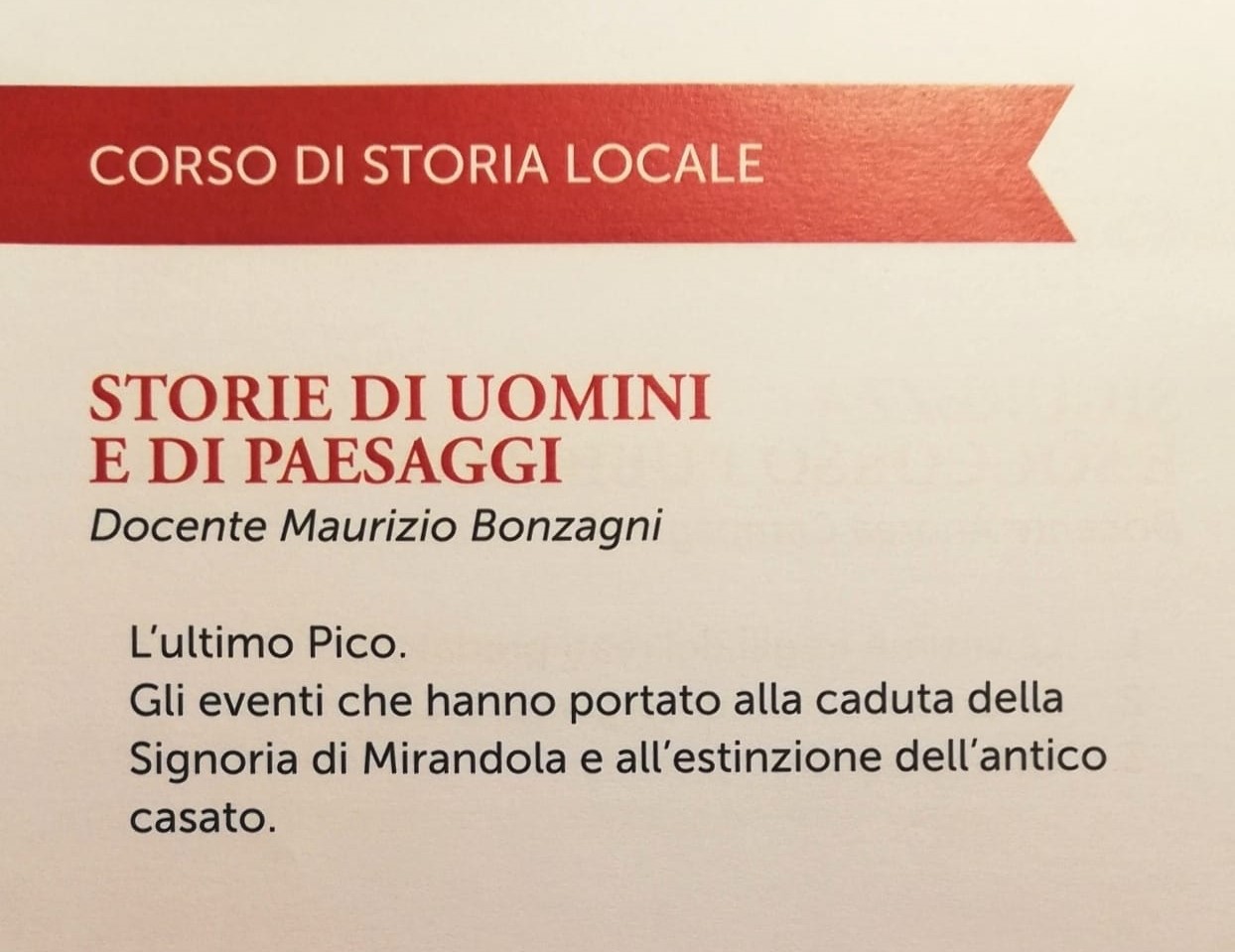 28 Settembre a Mirandola – Università della Libera Età – Storia di Uomini e di Paesaggi