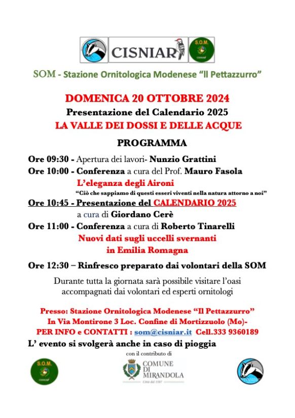 20 ottobre Programma presentazione calendario 2