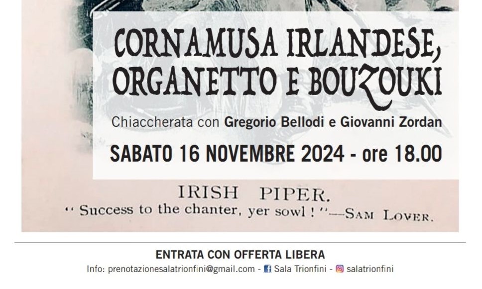 16 Novembre a Mirandola - Cornamusa Irlandese, Organetto e Bouzouki