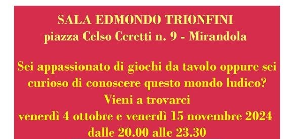 15 Novembre a Mirandola – Serata giochi