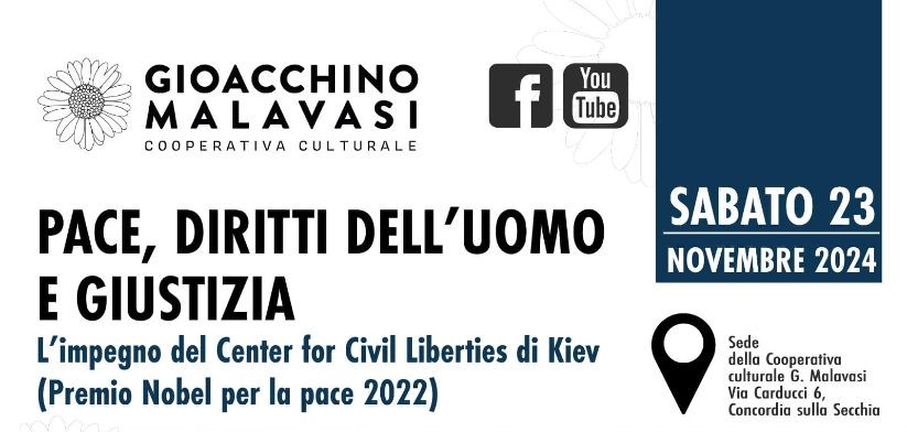 23 Novembre a Concordia - Pace, diritti dell'uomo e giustizia - Dialogo con 𝐎𝐥𝐞𝐤𝐬𝐚𝐧𝐝𝐫𝐚 𝐑𝐨𝐦𝐚𝐧𝐭𝐬𝐨𝐯𝐚