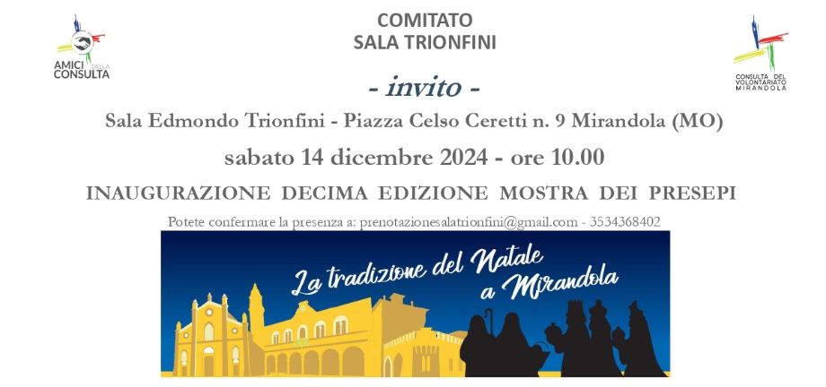 Dal 14 Dicembre a Mirandola – Inaugurazione e Mostra Presepi