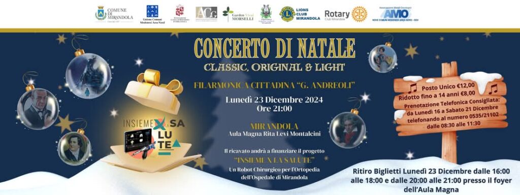 23 Dicembre a Mirandola - Tradizionale Concerto di Natale della Filarmonica Cittadina 