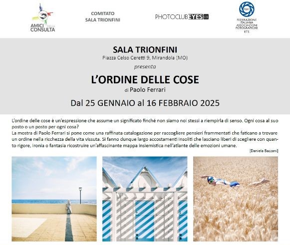 Dal 25 Gennaio a Mirandola – L’ordine delle cose – Mostra fotografica di Paolo Ferrari