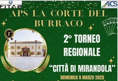 9 Marzo a Mirandola – 2°Torneo Regionale “Città di Mirandola”- Organizza “La Corte del Burraco”