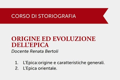 9 Aprile a Mirandola - Renata Bertoli parlerà de: Origine ed evoluzione dell'Epica