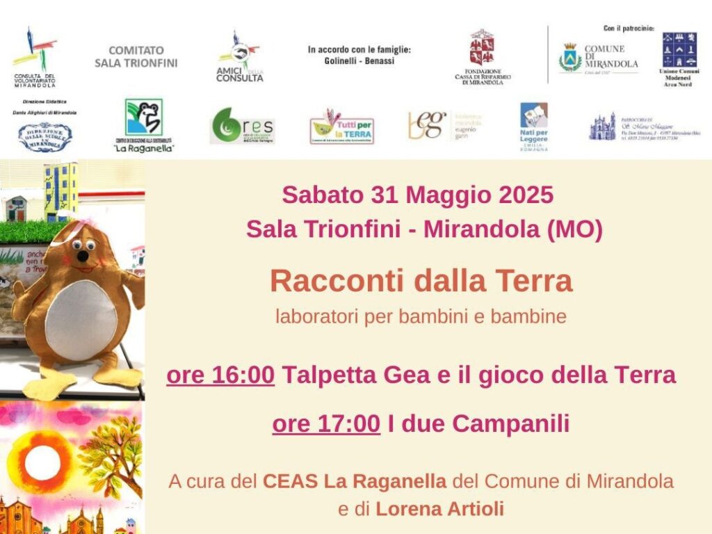 31 Maggio a Mirandola - Racconti dalla Terra - Loboratori per bambini e bambine