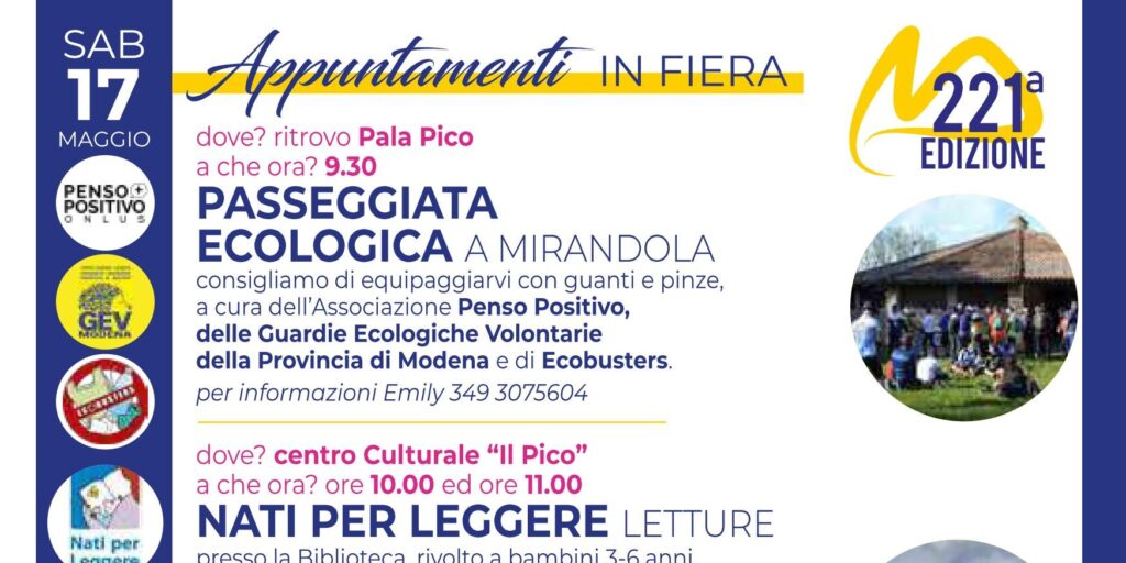 17 Maggio - Oggi in Fiera a Mirandola