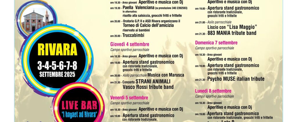 Dal 3 Settembre a Rivara - Sagra della Natività Maria Santissima