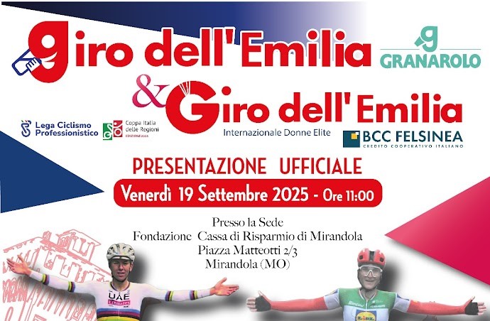 19 Settembre a Mirandola – Presentazione ufficiale del Giro dell’Emilia