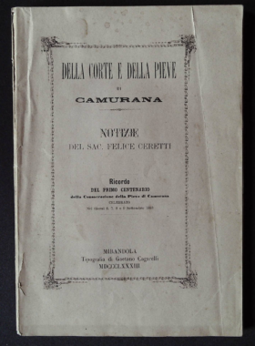 Copertina - CERETTI 1883 - Della corte e della pieve di Camurana.